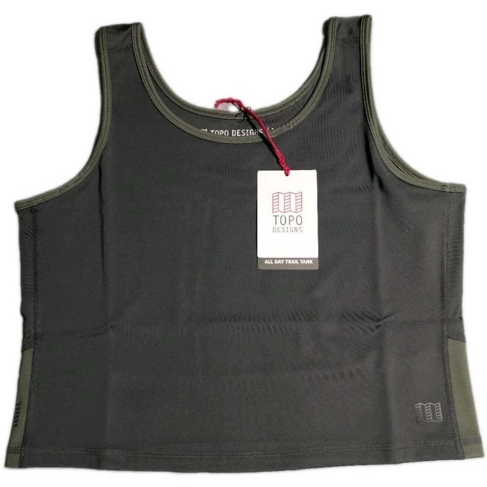 Topo Designs Womens XL All Day Trail Tank Asphalt Gray Green NWT